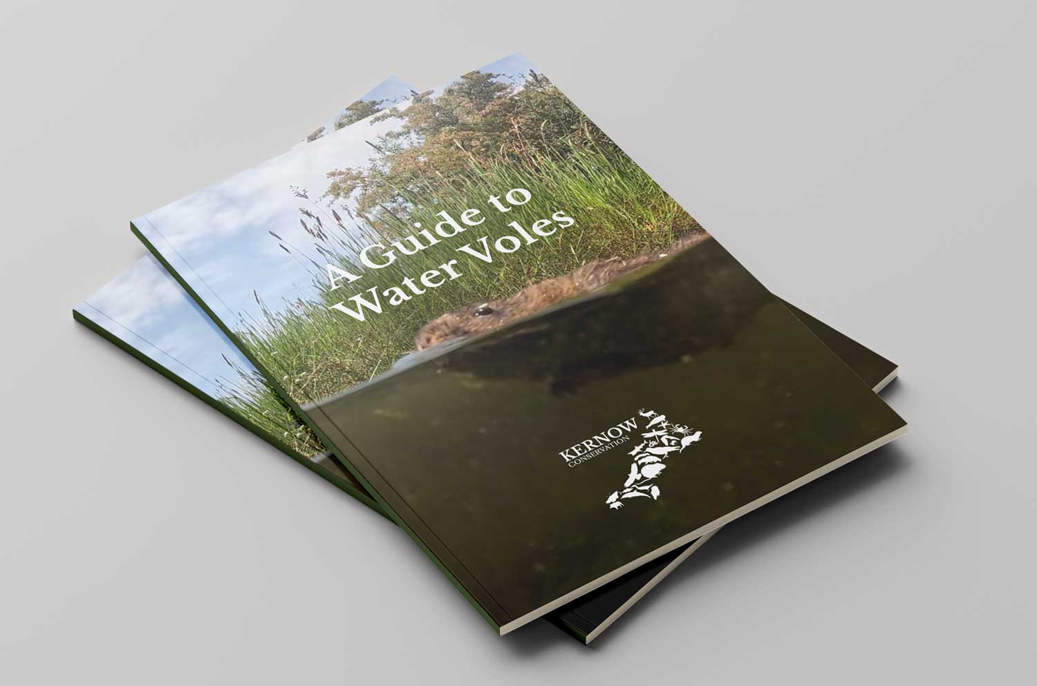Two booklets displaying a front cover with A guide to Water Voles