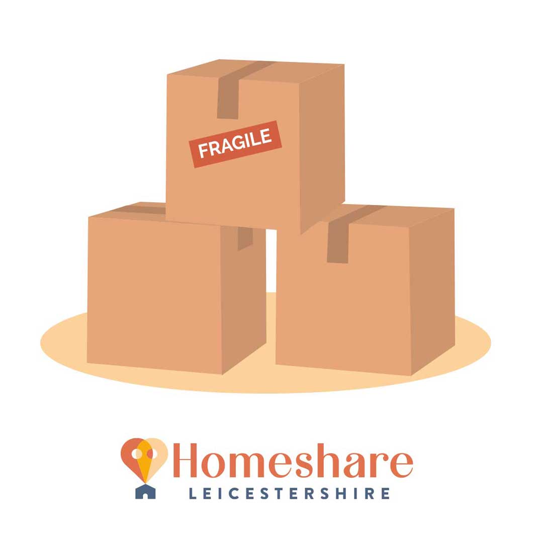 Homeshare logo with illustration of moving boxing